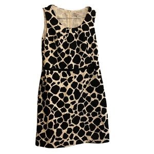 LOFT Black and White Animal / Giraffe Print A-line Dress